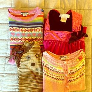 Lot of 4 toddler designer dresses/cardigan sz 5-6